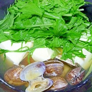 豆腐とあさりの水菜鍋